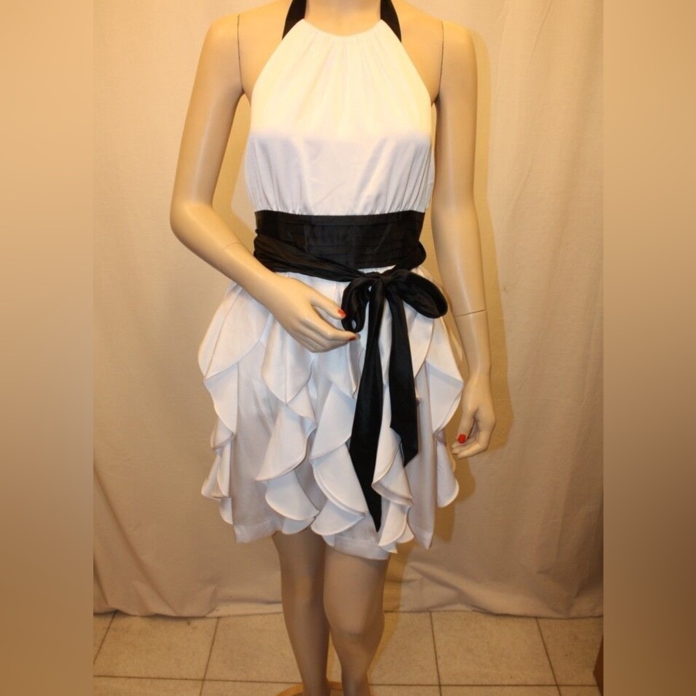 BCBG white backless silky dress